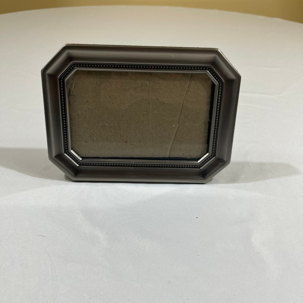 Burnes of Boston Picture Frame 3.5x5 Silver Brushed Beaded Octagon